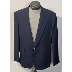 Requirements Blazer Mens 44L Blue Two Button Gold Buttons Sport Coat Made In USA